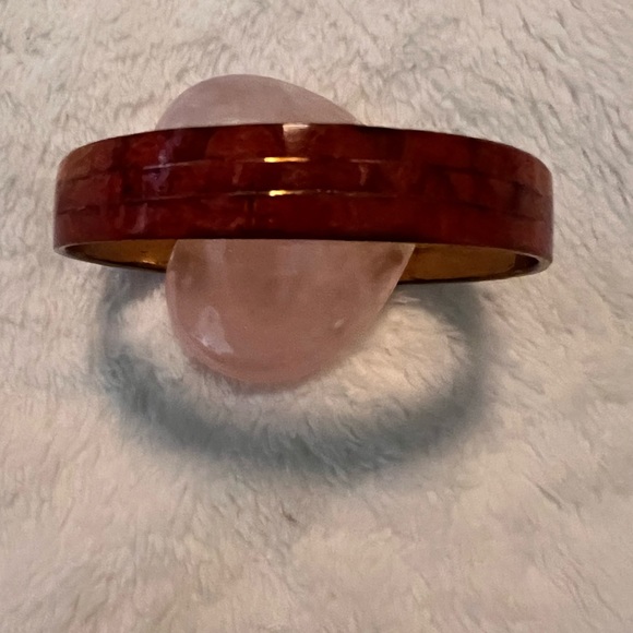 Rare Vintage Goldtone n Red Coral Bangle - Picture 4 of 7